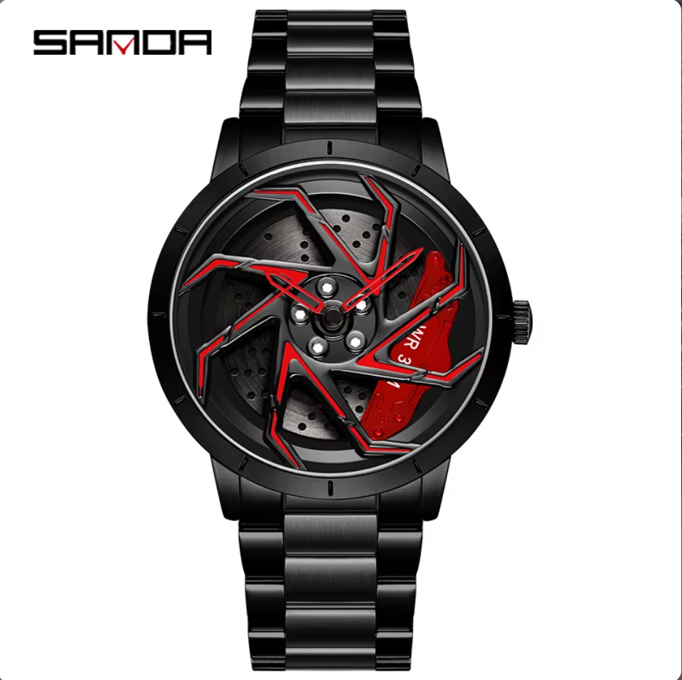 SANDA P1088 – Car Rim Style Steel Watch | Quartz Movement