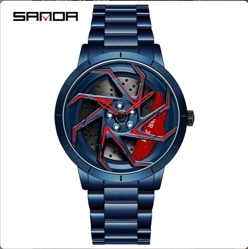 SANDA P1088 – Car Rim Style Steel Watch | Quartz Movement
