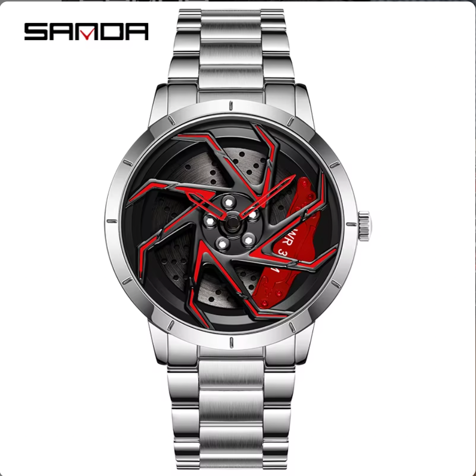 SANDA P1088 – Car Rim Style Steel Watch | Quartz Movement