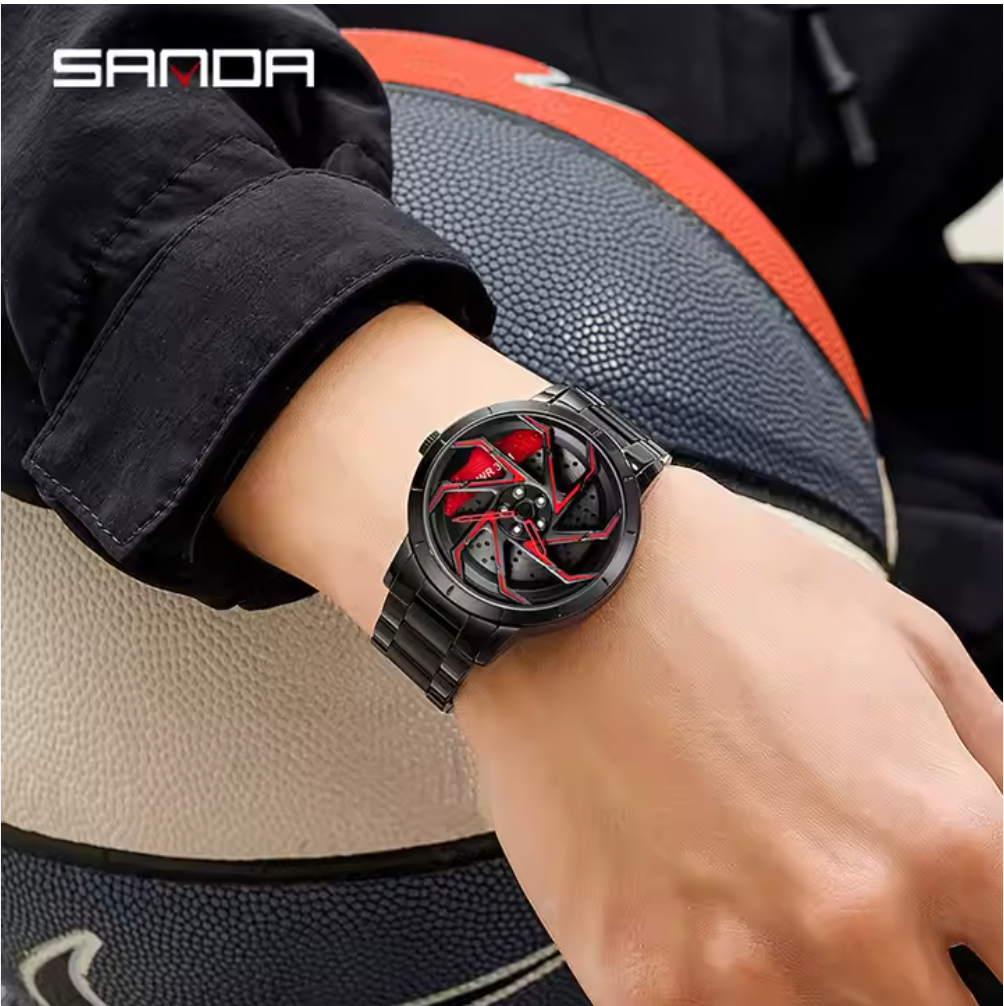 SANDA P1088 – Car Rim Style Steel Watch | Quartz Movement