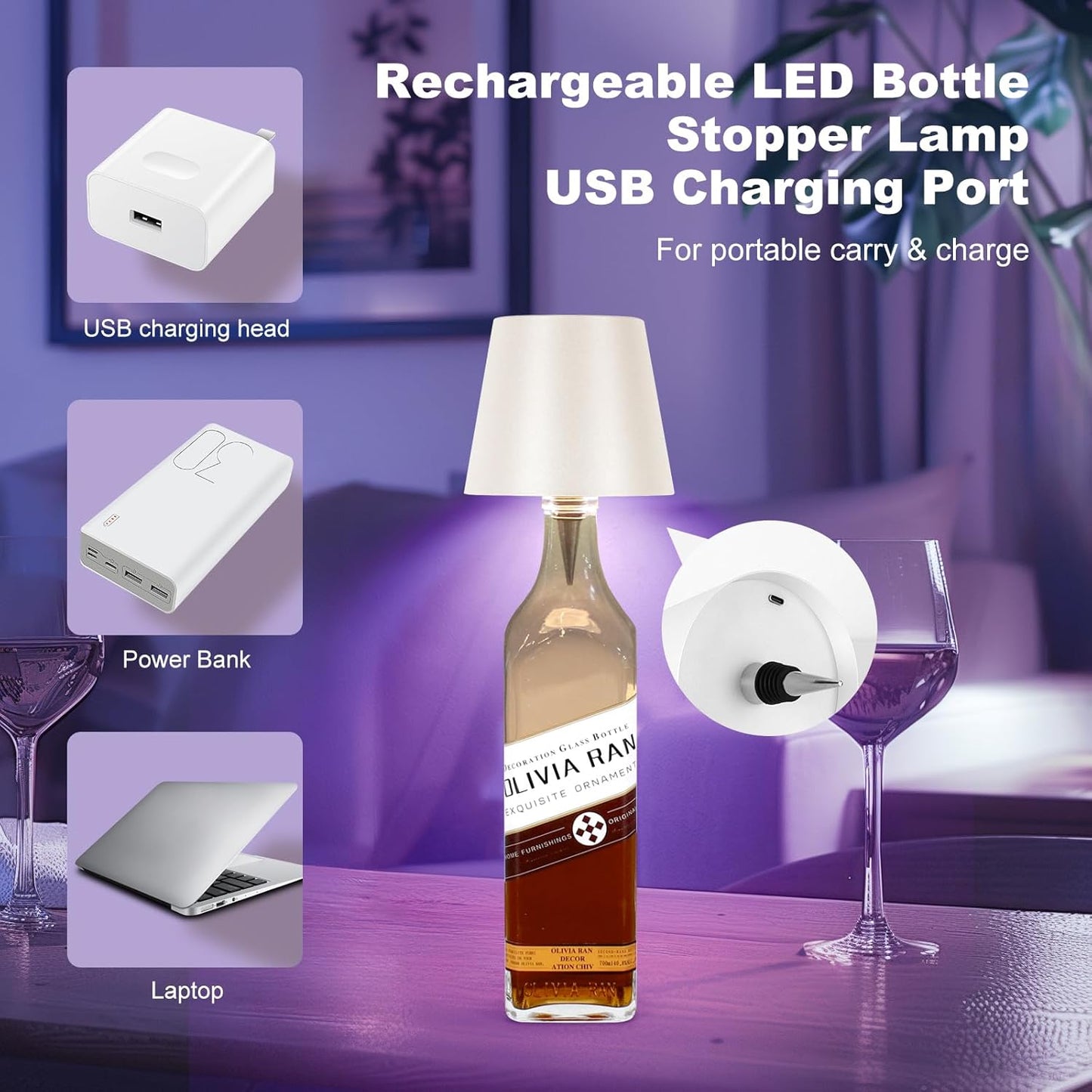 ThinkStore™ New Wireless Bottle Light RGB LED Light with Dimmable Remote Control.