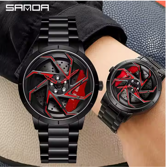 SANDA P1088 – Car Rim Style Steel Watch | Quartz Movement